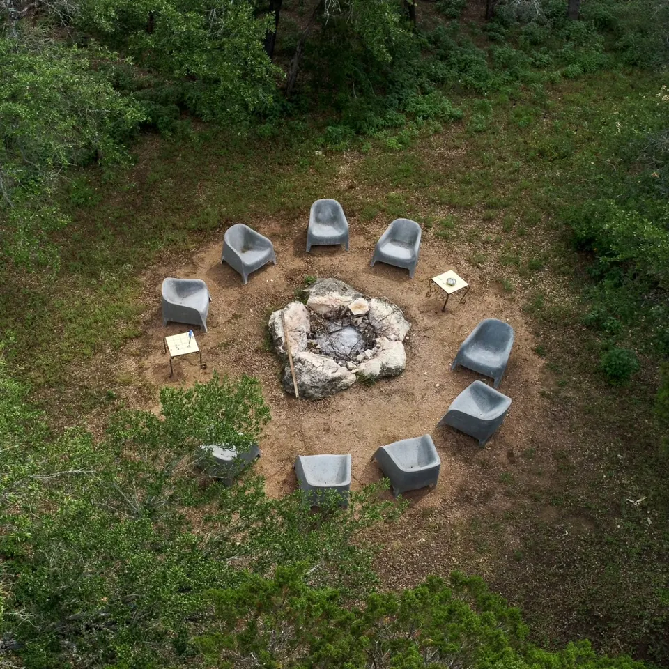 The fire pit at AWKN Ranch