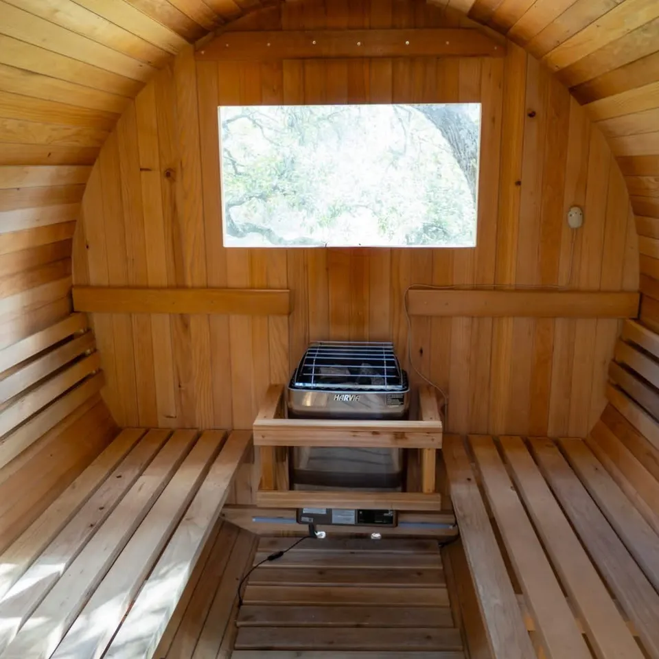 The saunas at AWKN Ranch