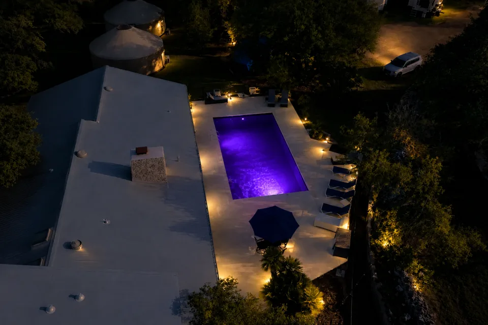 The saltwater pool at AWKN Ranch