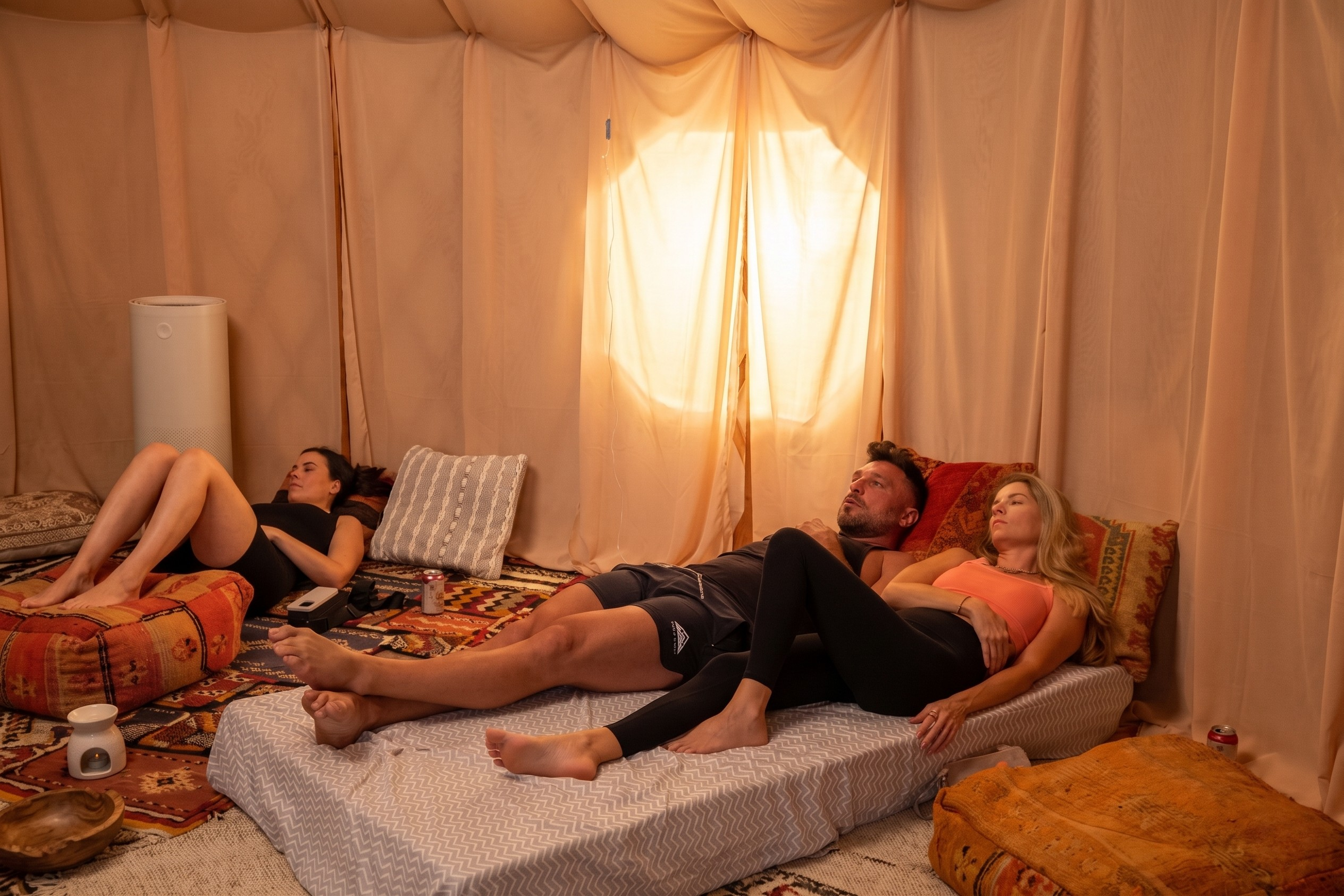 A gathering in a yurt